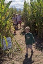 Family Exiting a Corn Maze Royalty Free Stock Photo